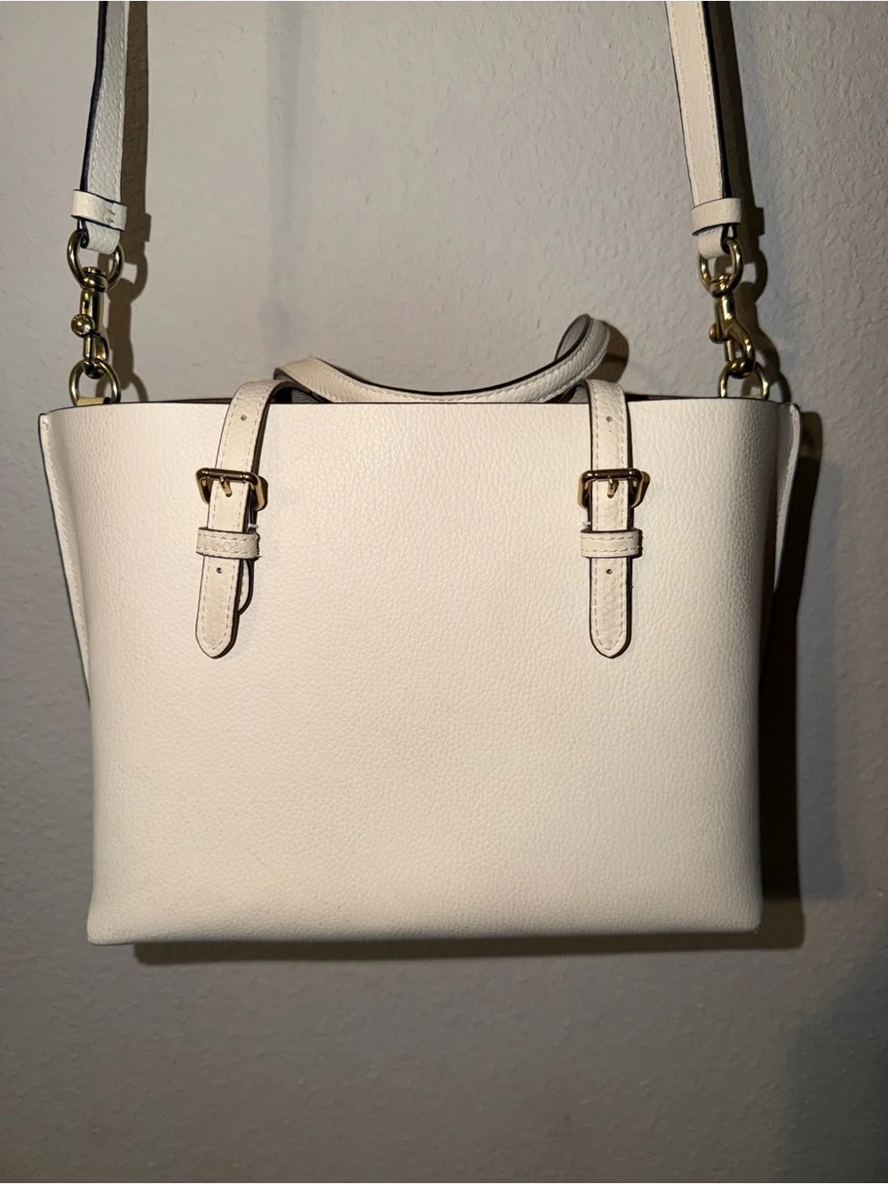 Coach Off White Pebbled Leather Satchel with Gold Hardware